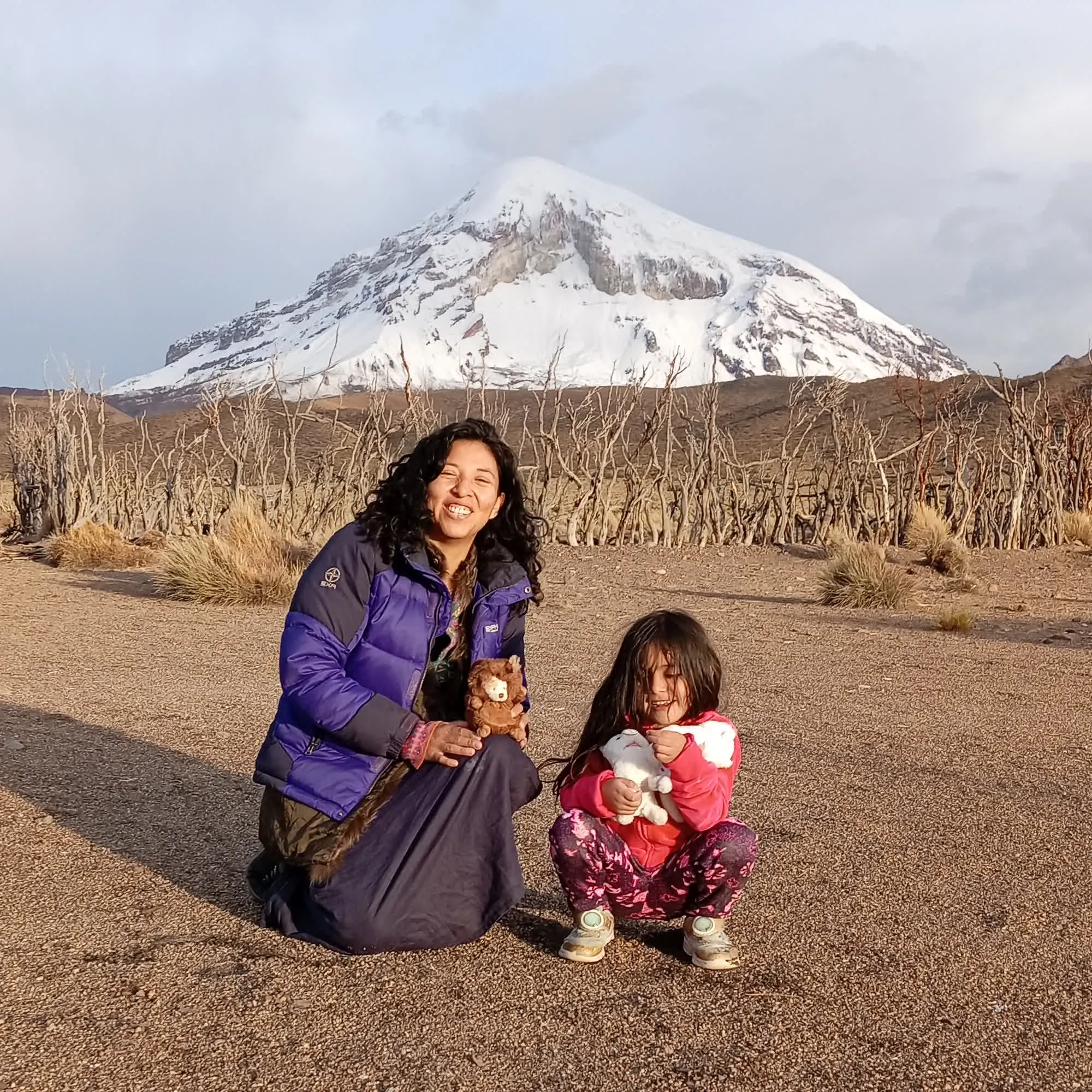 Mar and a child at Sajama volcano, Bolivia