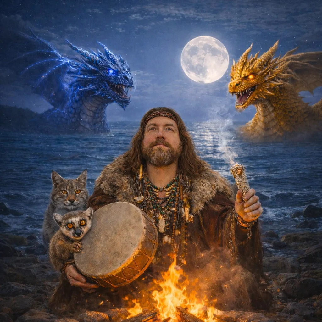 Thomas with his spirit animals